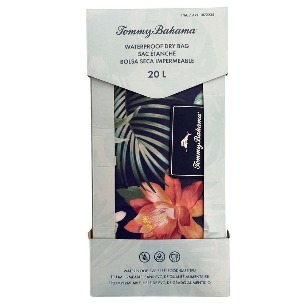Tommy Bahama 20L Waterproof Dry Bag - Dark Floral Print Beach Camping NWT